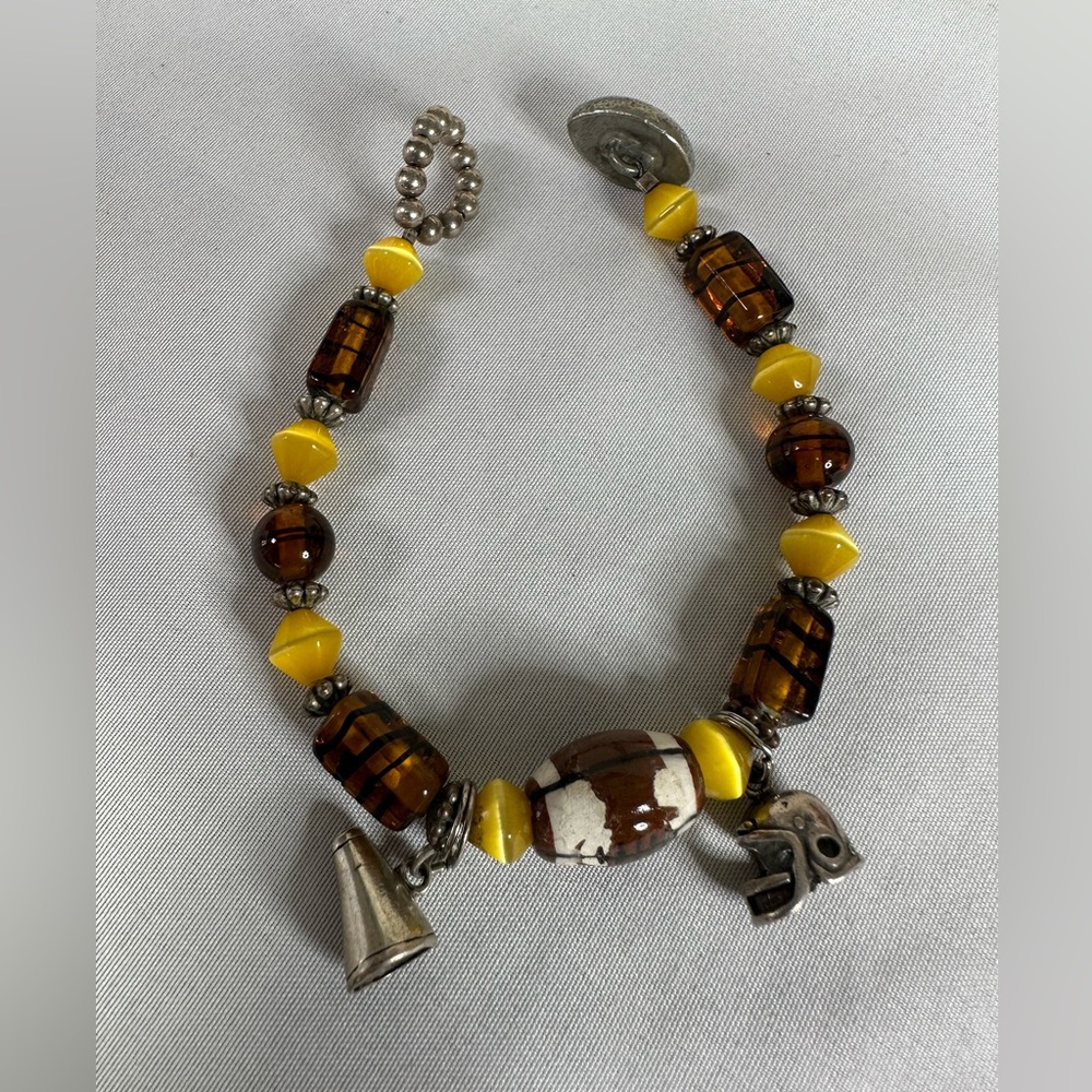 Football season glass bead toggle style bracelet